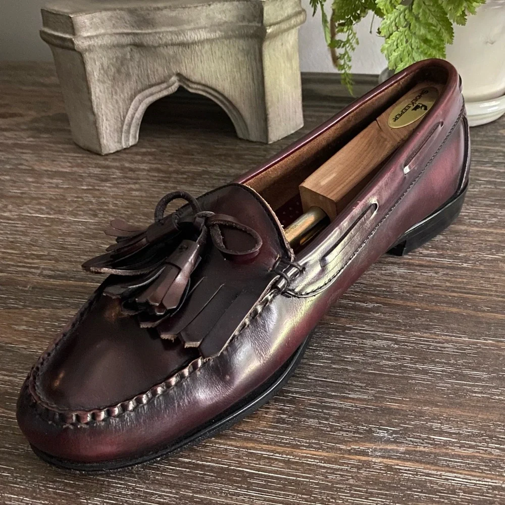 Cole Haan Mens 10D Pinch Tassel Leather Loafer Burgundy Business‎ Casual Shoes
